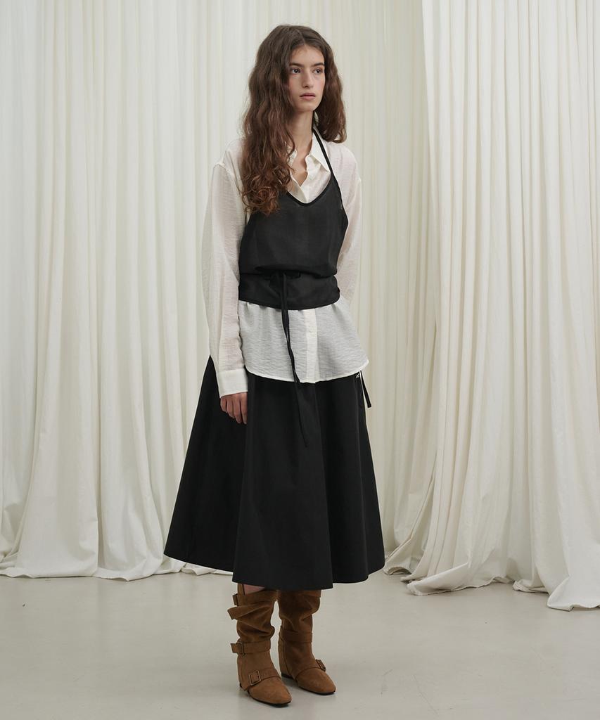 MARROT Cotton String Midi Skirt_Black