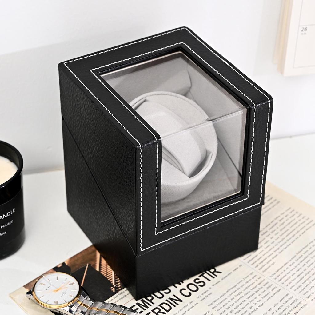 Leather Automatic Watch Winder Box with Motor Rotator