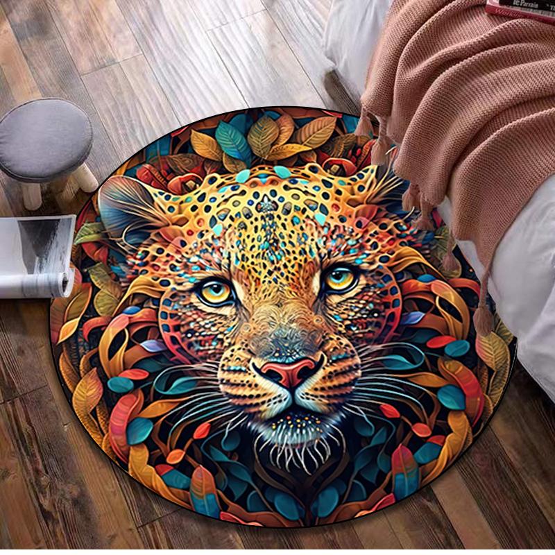Animal Tiger Circular Rug - Office Decorative Carpet For Living Room Bedroom Door Mat Floor Rug Computer Chair Area Rug