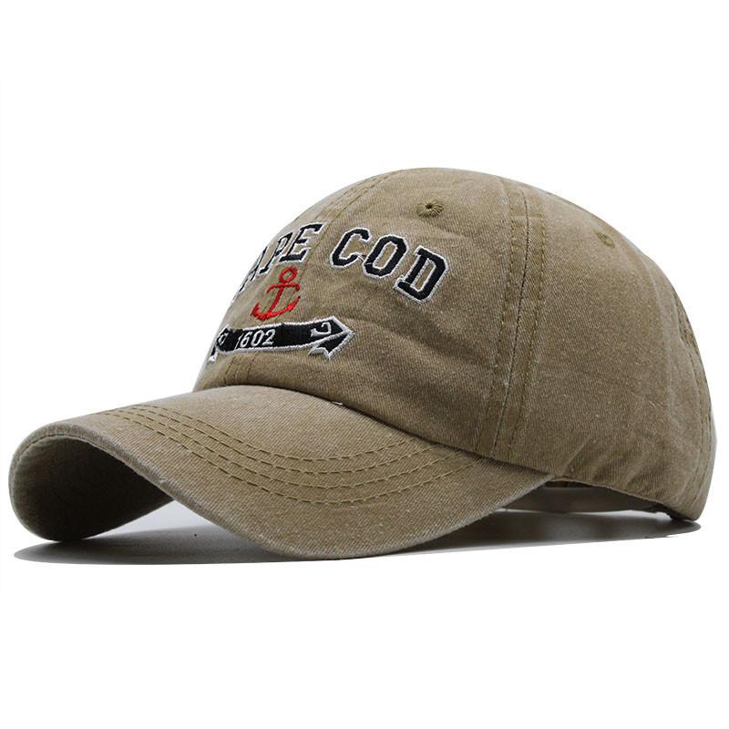 3D Three-Dimensional Anchor Embroidery Adjustable Cap Summer Pure Cotton Splicing Retro Washed Baseball Hat