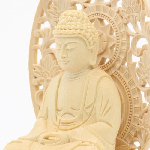 Kurita's Specialty Buddha Statue [Nyorai] Shaka Nyorai Seated Statue, 2.0 Inches (total Height 19cm, Width 10cm, Depth 9.5cm), High-Quality Cypress Wo