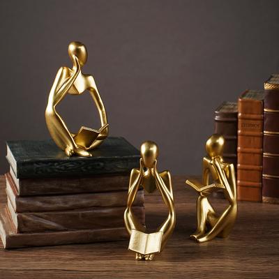 Small Hollow Reading Thinking Figures Abstract Statue Modern Art Sculpture Desktop Home Interior Office Shelf Decoration House