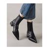 Pointed Toe Heeled Ankle Boots For Women Mid Heels Leather  Winter Trend Gothic Boots Pumps Walking Retro Mujer Botas