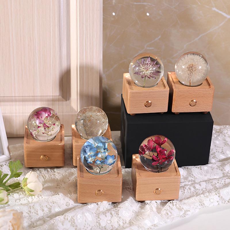 Dandelion Bluetooth Speaker Night Light: Crystal Ball with Preserved Flower - Unique Christmas/Birthday Gift