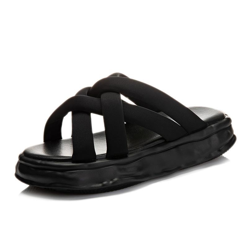 2025 summer new dissolved-soled slippers female outer wear fairy style thick-soled cross sandals female casual fashion women's shoes