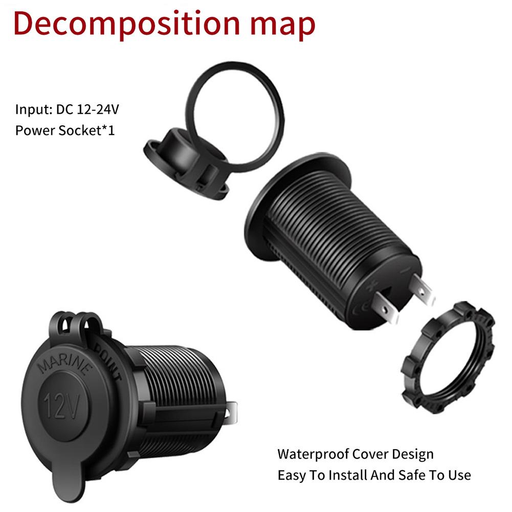 12-24V Zigarettenanzünder-Stecker Wasserdicht mit Kabel Auto Zigarettenanzünderbuchse für Auto LKW Motorrad Boot
