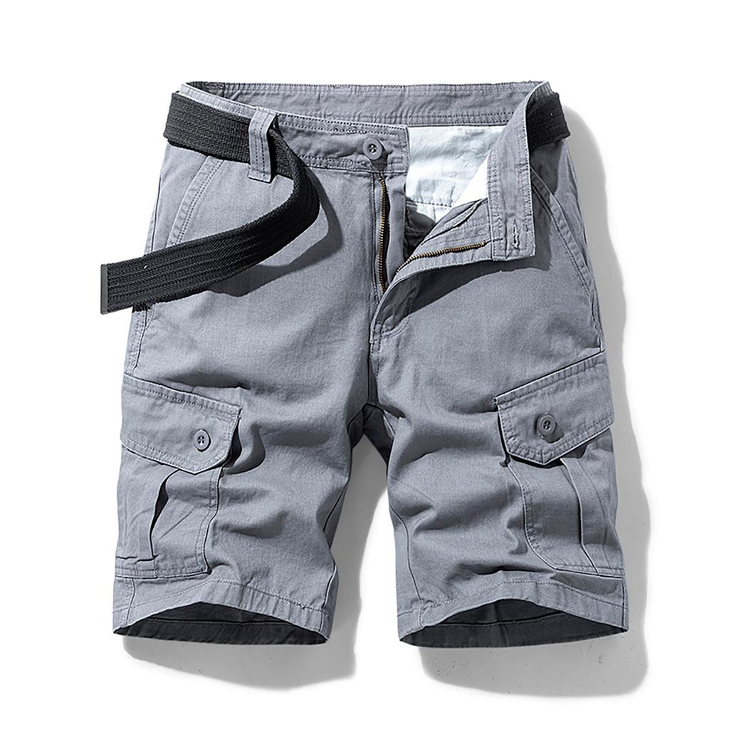 Men's Fashion  Color Multi-Pocket Pants Cotton Shorts Overalls Shorts