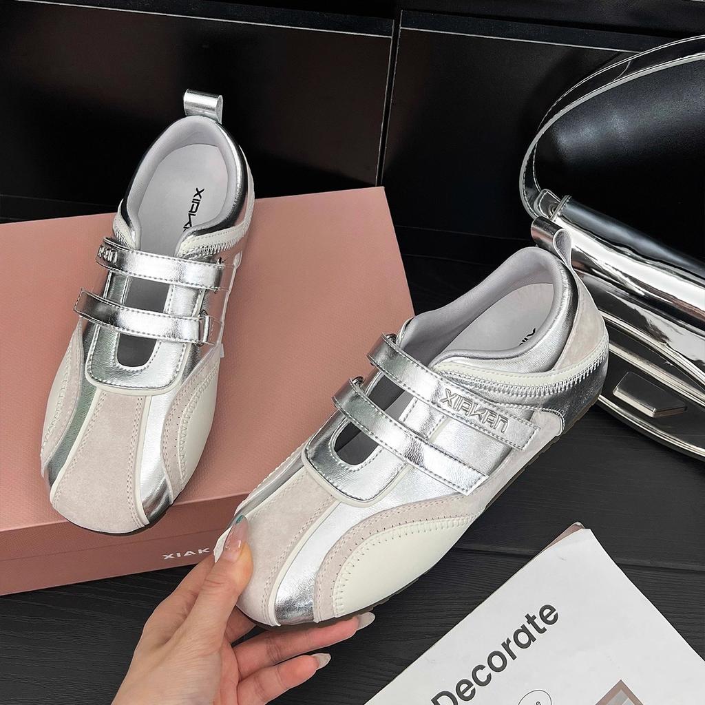 Ruoji's New Inner Height Increase of 3cm Velcro Hollow Sports Mary Jane Shoes Women's Summer Versatile Casual Moral Training Shoes