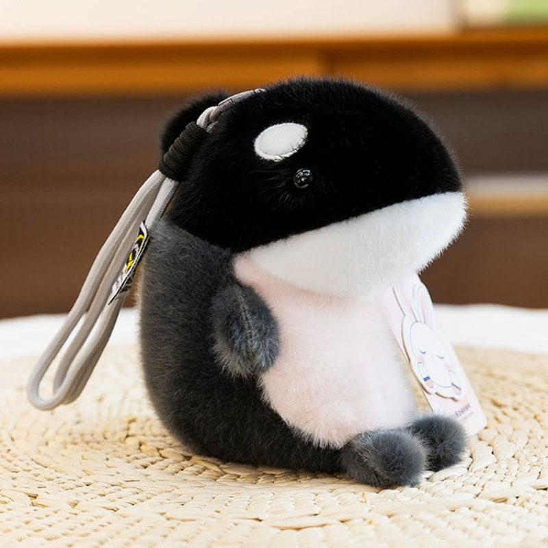 Cute Orca Shark Bag Charm, Kawaii Dolphin Seal Plush Doll, Desk Companion Panda Pendant Ornament