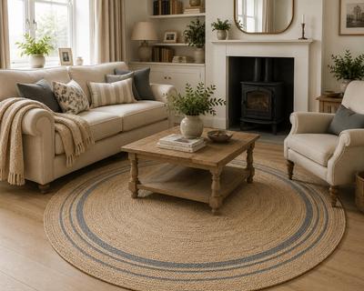 Jute Round Rug Handmade Natural Decorum for Any Space Look Rustik Decor For Any Space Area