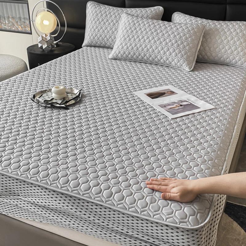 

Soft Thick Latex Ice Silk Fitted Sheet Set Queen Cool Down Bed Sheet and Pillowcase Washable Machine Summer Cooling Mat for Bed 90x200cm 2 pcs set