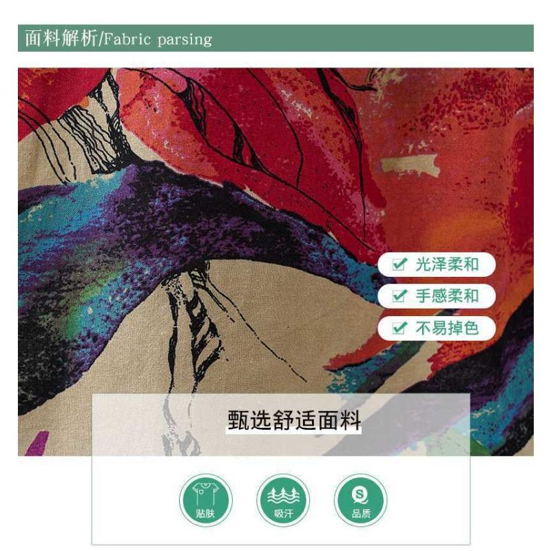 Round Neck Loose Plus Size Literary Plus Long Sleeve Dress