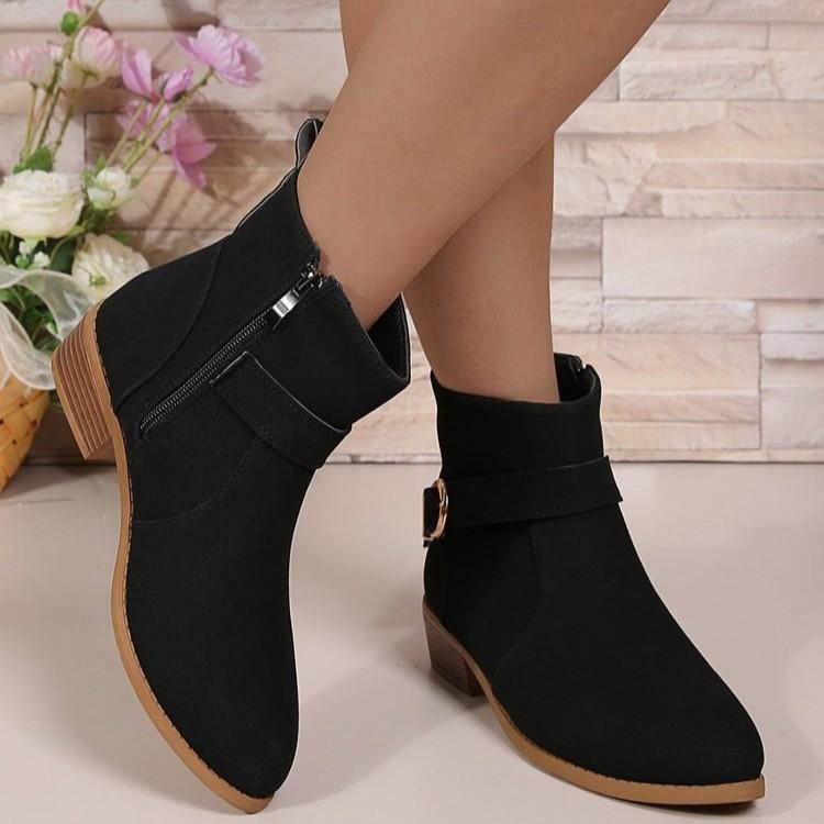 New Boots  Short Boots Coarse Heel Frosted Martin Boots Skinny Boots Comfortable Fashion Suede