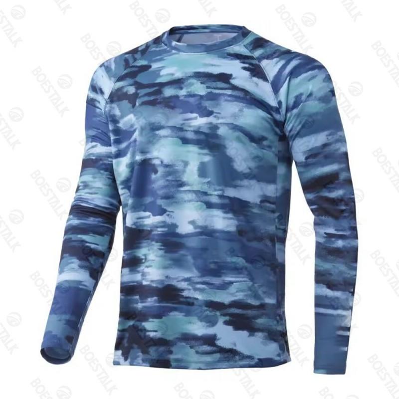 Mens Quick-Dry UV Protection Long Sleeve Fishing Shirt Breathable Ice Silk Cycling Jersey Summer Outdoor Sportwear