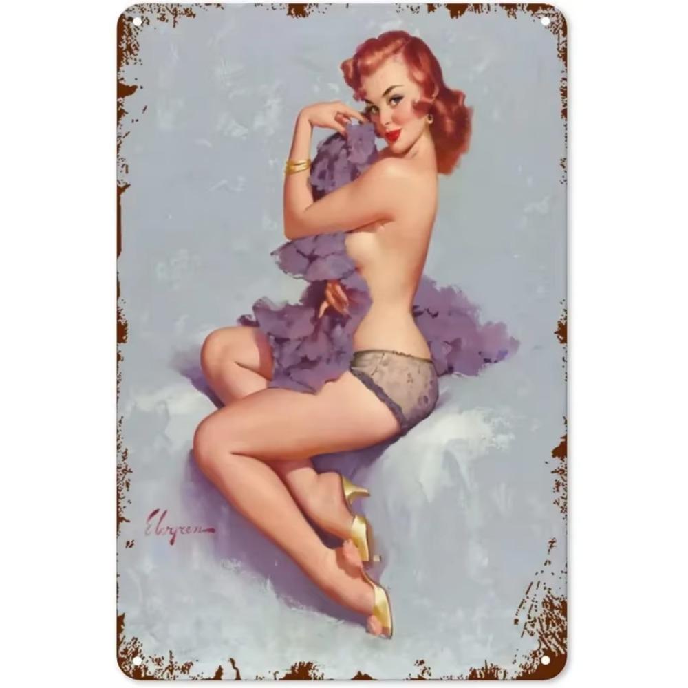 Vintage Plåtskyltar Väggaffischer Plakett Sexiga Kvinnor Järnmålning Dekoration för Mank Cave Café Garage Klubb Bar