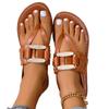 Fashion Ladies Shoes 2024 Hot Sale Pinch Toe Women's Sandals Summer Solft Sole Metal Decoration Buckle Solid Flat Large Size Sandals