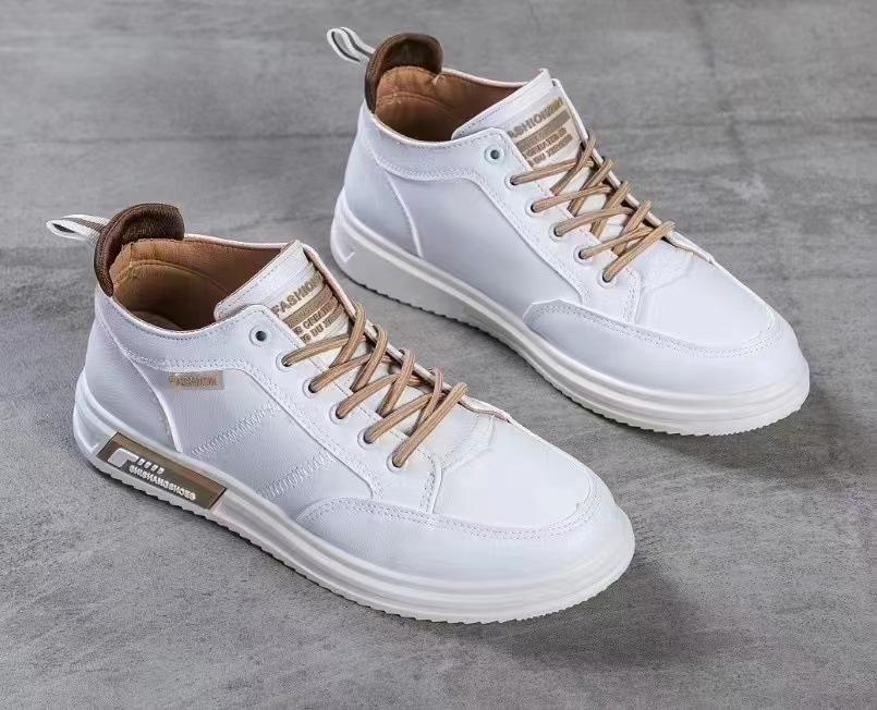 

Round head leather comfortable men s board shoes autumn new casual style sports shoes fashion trend white shoes men 44