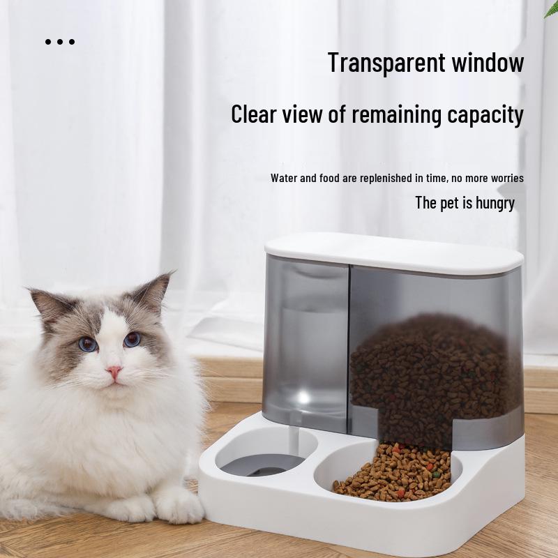 2.8L Transparent Automatic Pet Feeder & Water Dispenser for Dogs & Cats