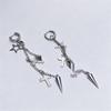 Stainless Steel Asian-Style Star Tassel Earrings - Unisex Long Hoop Studs
