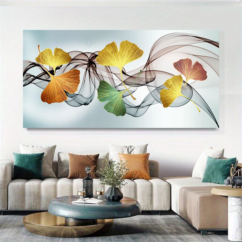 Blau Gelb Ginkgoblätter Leinwandmalerei Poster und Drucke Nordische Wandkunst Bilder für Modernes Wohnzimmer Cuadros Decor