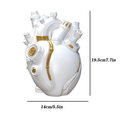 Home Decor Mechanical Heart Cardiac Vase Home Desktop Decoration Crafts Resin Home Flower Arrangement Decoration Ornaments