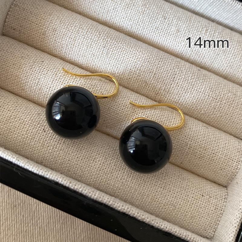 

Чорний агат, гачки для вух, французький ретро-нішовий дизайн Темперамент, універсальність, простий і ароматний стиль Хепберн