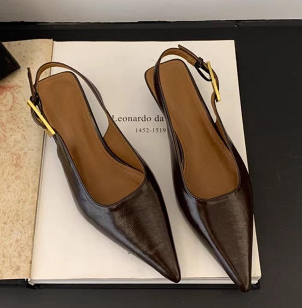 

Летние Женские Сандалии с Острым Носом Модные Шлепанцы Мулы Обувь Женская Элегантные Низкий Каблук Платье Вечеринка роскошные Sandalias 35 коричневый