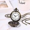 Retro Antique Skeleton Pocket Watch with Openwork Flower Quartz Pendant Bronze with Necklace Fashion Perfect Gift for or any Design, Analog,