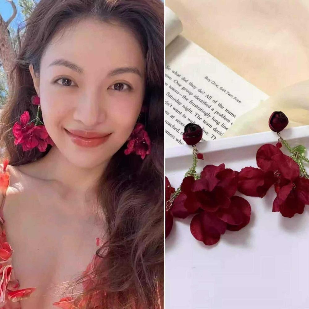 Exaggerated Flower Dangle Earrings Sweet Petals Stud Earrings Fashion Beach Earrings  Vacation