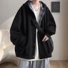 Plaid Cardigan Sweater Men's Heavy Hooded Loose Versatile College Jacket in Autumn and Winter
