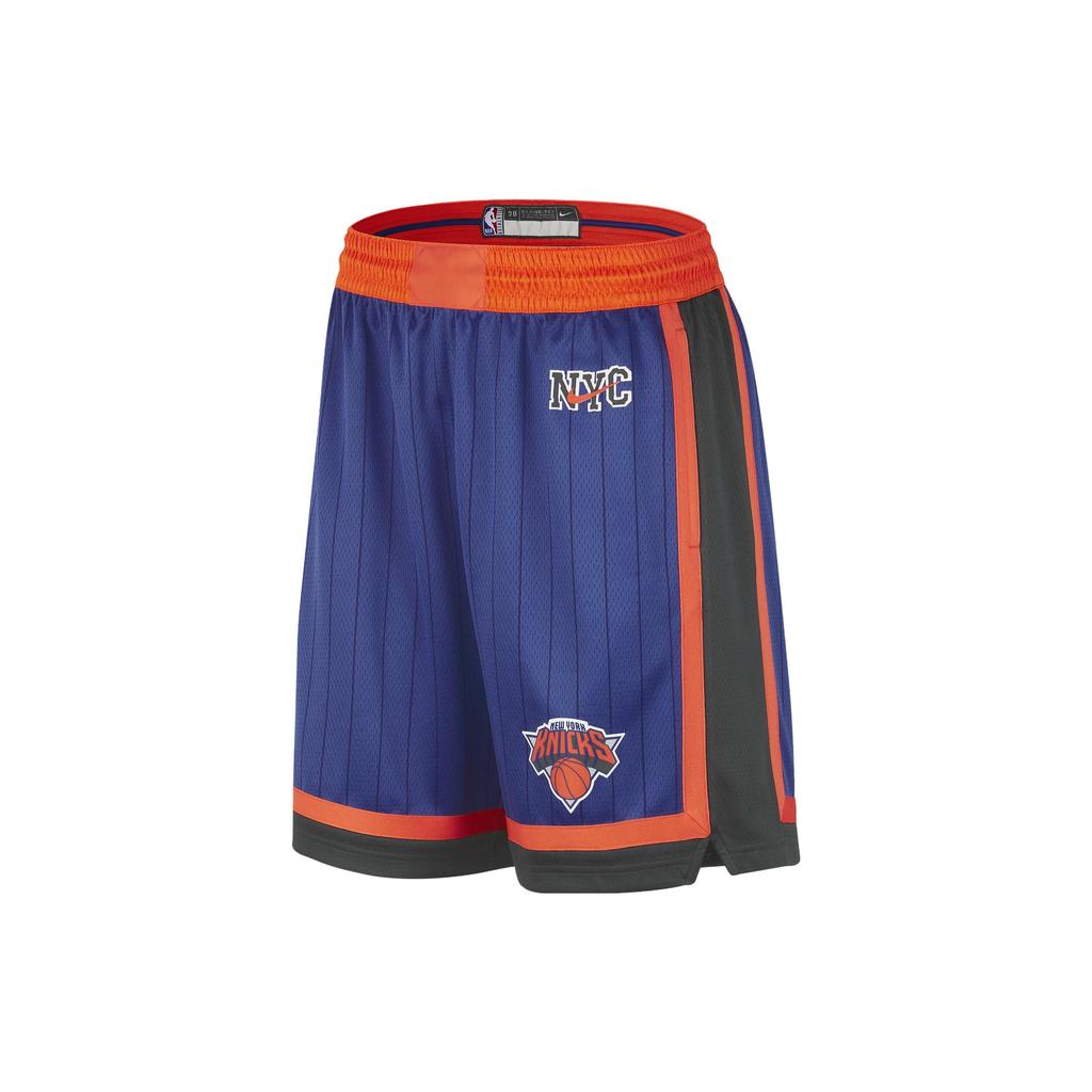 Nike Dri-Fit New York Knicks City Edition 2023/24 Letter Pattern Printed Color Block Basketball Shorts Men Shorts Blue Bright-Orange DX8712-495