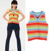 Dopamine Rainbow Striped Knit Sleeveless Vest - Korean Style Women's Summer Tank Top, Hong Kong Trendy Outerwear.