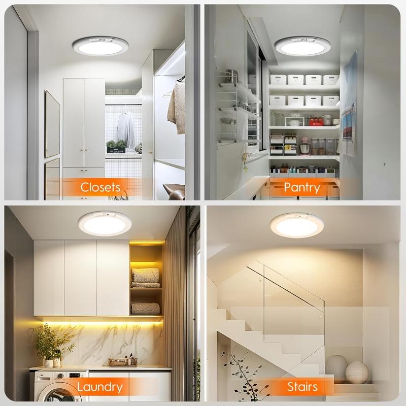 Motion Sensor Rechargeable LED Ceiling Light Round Wireless Security Light for Hallway Stairs Corridor Indoor Home Entryway