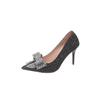 Fashion Bow Stiletto Single Shoes Autumn New Pointed Toe Shallow Mouth Anti-slip Wear-resistant High Heels