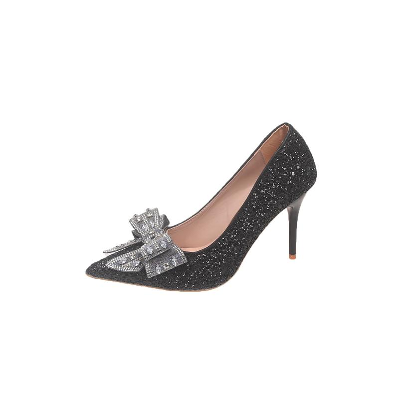 Fashion Bow Stiletto Single Shoes Autumn New Pointed Toe Shallow Mouth Anti-slip Wear-resistant High Heels