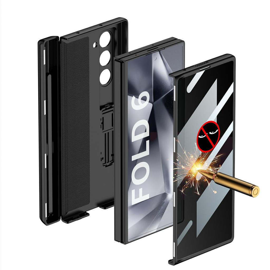 GKK For Samsung Galaxy Z Fold6 5G Case with Privacy Screen Film,Pencil Slot Magnetic Hinge Hard PC Phone Cover
