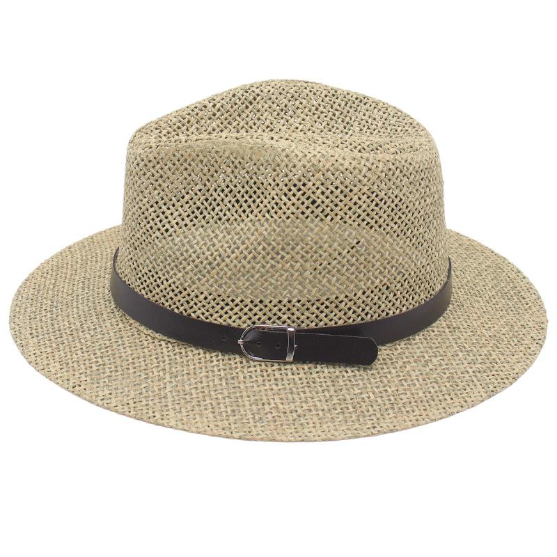Summer Hard Hollow Black Belt Straw Hat Light Casual British Style Jazz Band Party Hat