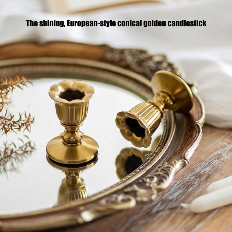 Retro Taper Candle Holders Copper Candlestick Holders for Home Dinning Table Centerpiece Wedding Holiday Party Chrismas