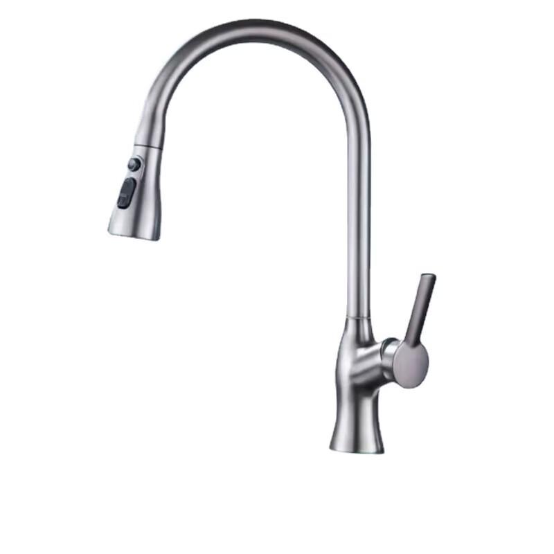 TLXT Mermaid Brass Pull-out Kitchen Faucet