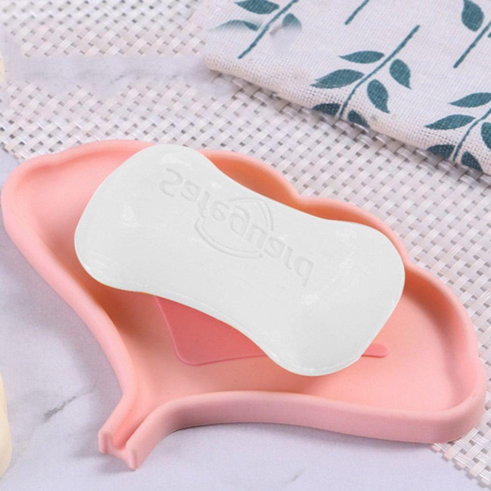 

Anti-slip Silicone Soap Holder Self Adhesive Soap Tray Creative Soap Dish Kitchen розовый