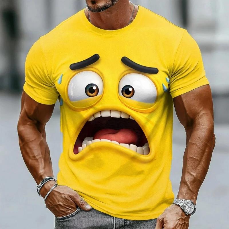 T-shirt Divertente Stampata in 3D per Uomo T-shirt con Fantasia Colorata Moda Estiva Girocollo Top Larghi Magliette a Maniche Corte Streetwear