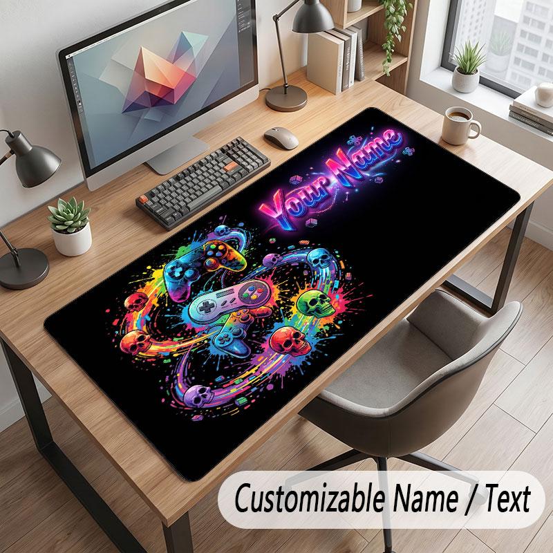 Skull Gothic Theme Customized Mouse Pad Personalized Print Name Text Desk Mat For Home Office Table Decor
