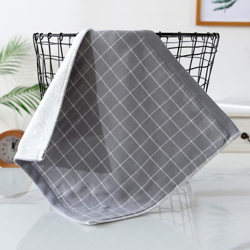 

1 шт 34x34 см классическое марлевое клетчатое квадратное полотенце для лица мягкое впитывающее двухстороннее махровое хлопковое полотенце для мытья 34x34cm серый
