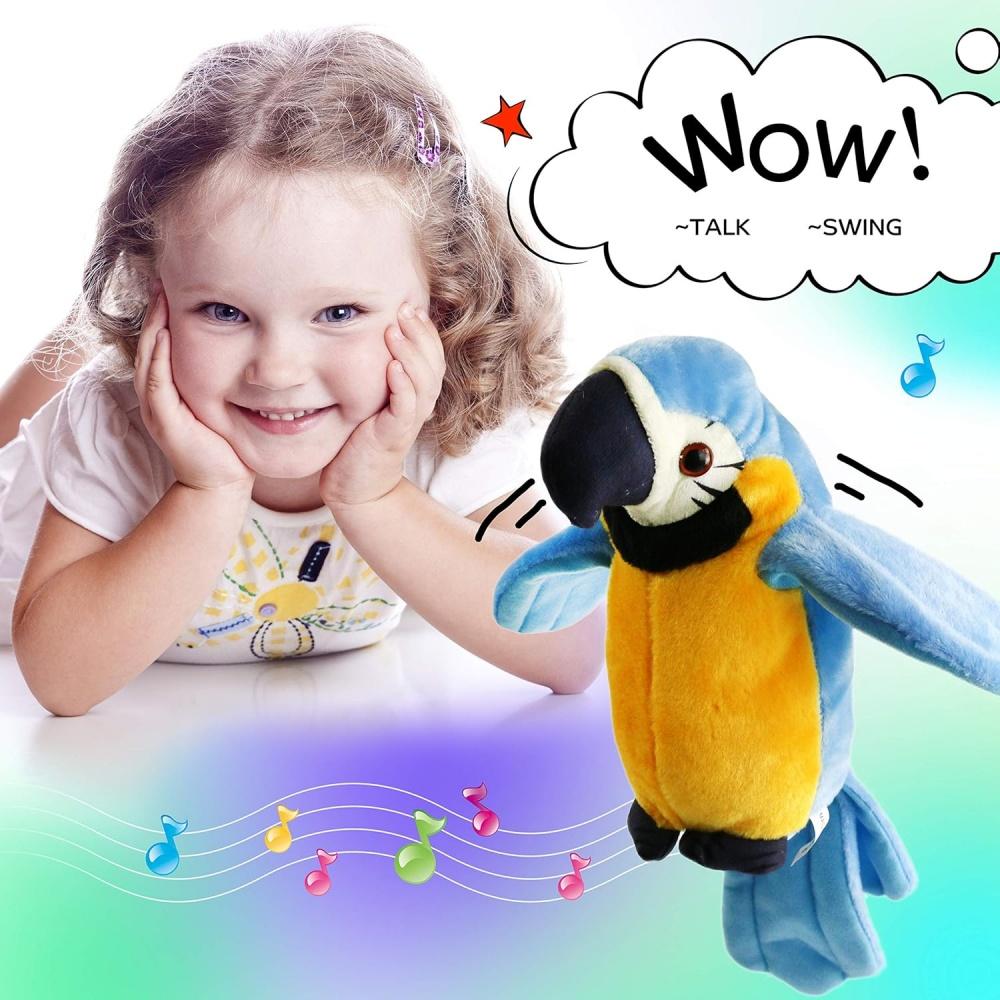 Talking Parrot Repeat What You Say Electronic Record Bird Shake Wings Plush Interactive Toys for Kids Christmas Birthday Gift
