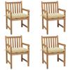 Day and Night - Day and Night Garden Chairs with Cushions 4 Pcs Cream White Teak Wood