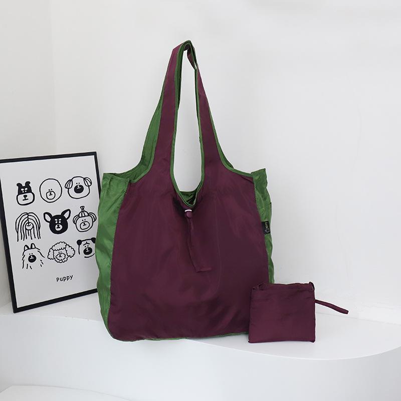 Foldable Shopping Bag Large Capacity Waterproof Tote Bag Eco-Friendly Reusable Grocery Bag Durable Nylon Storage Pouch