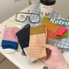 Women's Color-blocking Striped Mid-calf Socks, College-style Long Calf Socks, Trendy Women's Socks