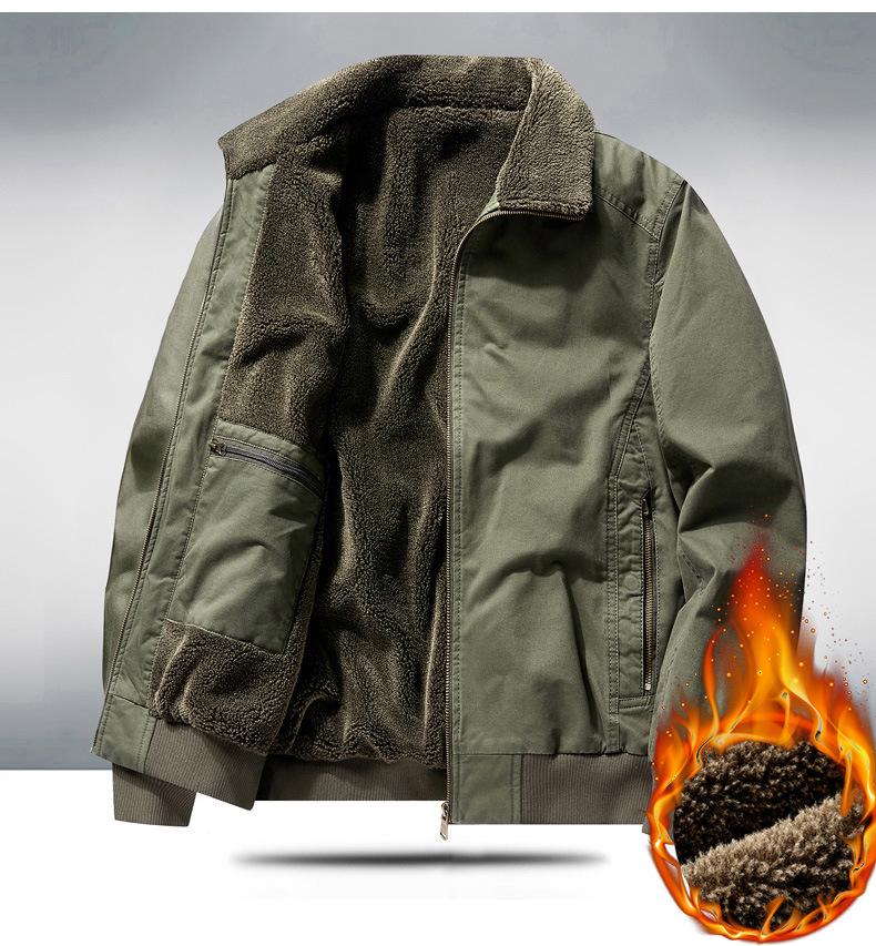 Men's High-End American Style Bomber Jacket: Spring-Fall Winter Cotton Velvet, Thickened for Middle-Aged & Elderly