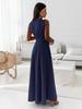 2025 European & American Women's Solid Color V-Neck Evening Gown - Spring/Summer Collection