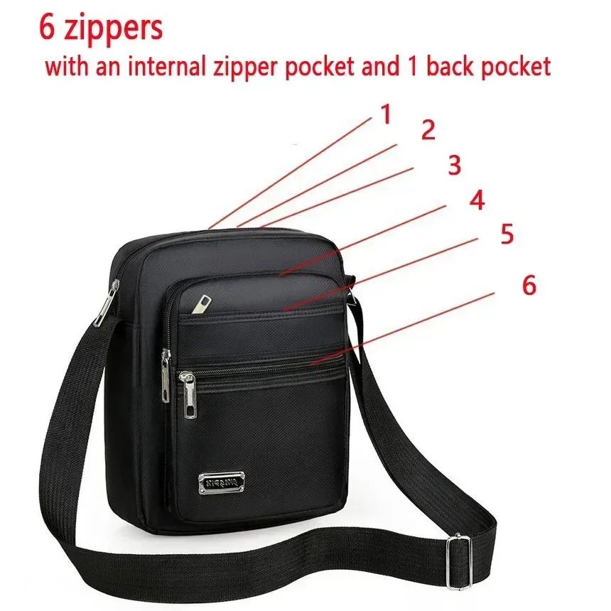 Four Or Six Layer Zipper Waterproof Single Shoulder Messenger Bag Business Bag Wallet